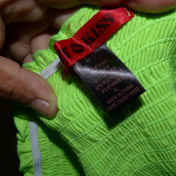 HOT KISS NEON GREEN TUBE TOP..SIZE XL - Picture 3 of 8